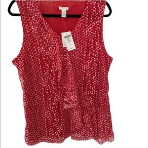 🆕 NWT Dotted Mesh Alanis One Ruffle Tank - Red
Size 3 (16/18) XL